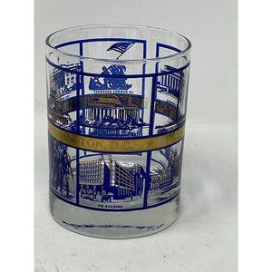 Washington DC Souvenir Rocks Cocktail Glass Blue Gold Landmarks Monuments